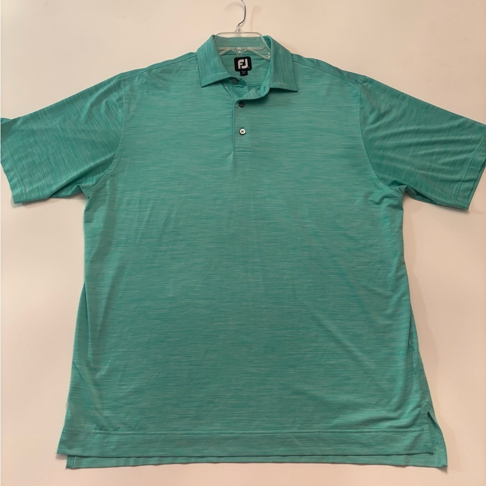 FootJoy Golf Polo Shirt Men’s Large Teal Space-Dye ProDry Performance